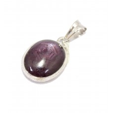 Hallmarked 925 Sterling silver Pendant Natural Red Star Ruby Gemstone P 908